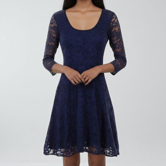 Free People Stretchy Navy Blue Skater Dress - Picture 1 of 11